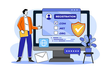 Secure online domain registration options featuring .com, .net, and .org extensions on 3webindia.com’s website.